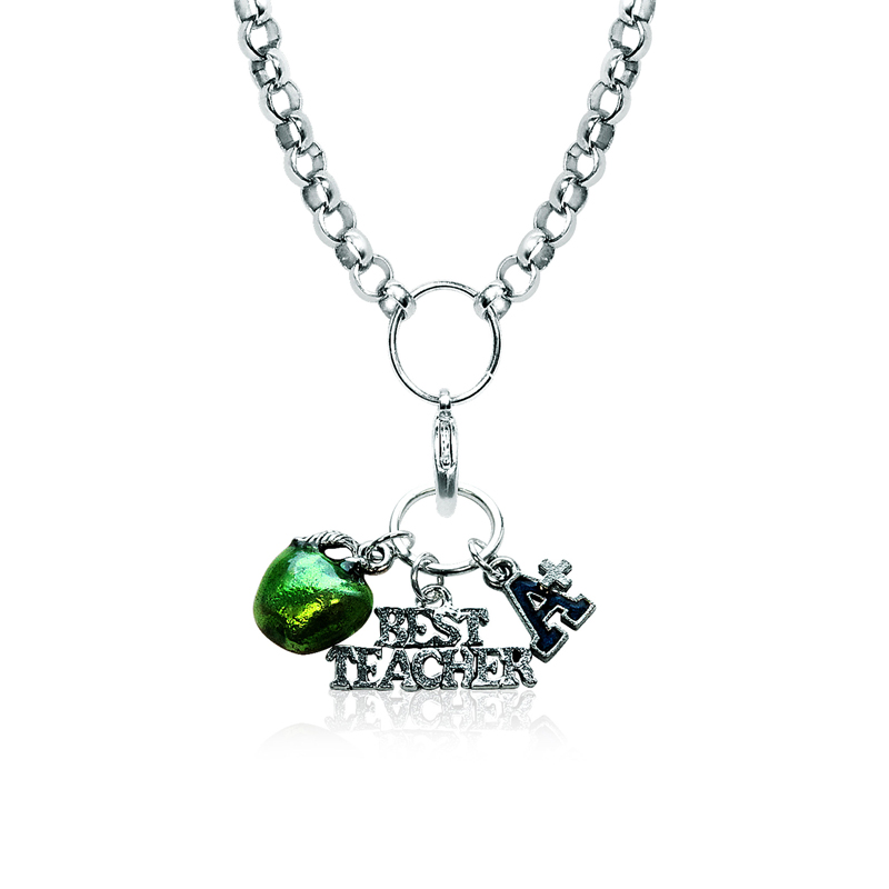 1402s-nl Teacher Charm Necklace In Silver