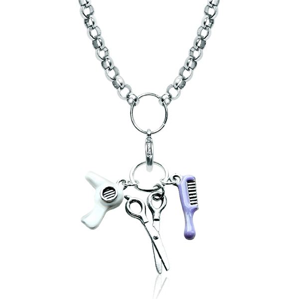 1403s-nl Beautician Charm Necklace In Silver