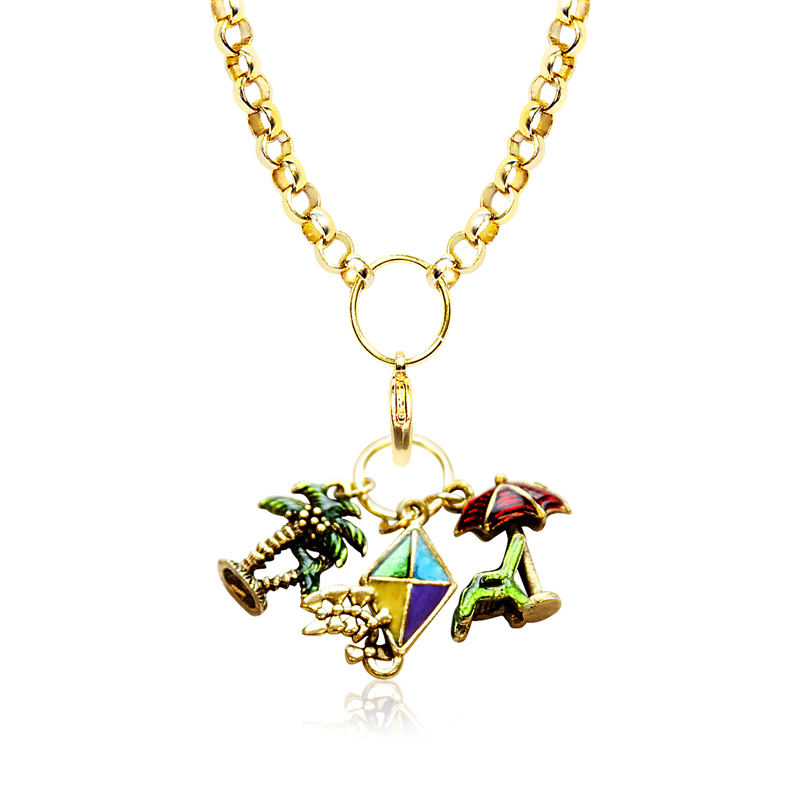 1500g-nl Summer Fun In The Sun Charm Necklace In Gold