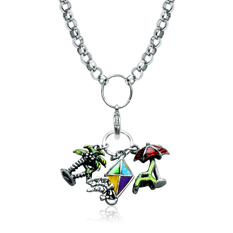 1500s-nl Summer Fun In The Sun Charm Necklace In Silver