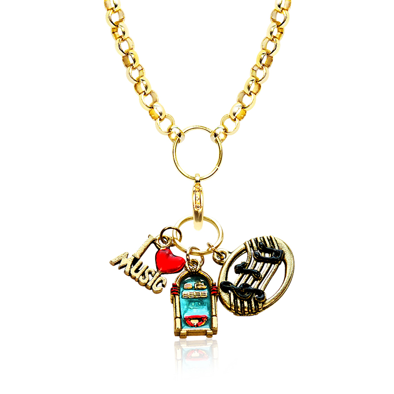 1601g-nl Music Lover Charm Necklace In Gold