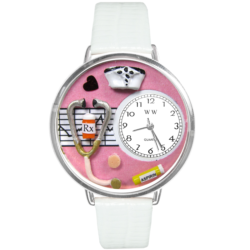 U-0620047 Nurse Pink Watch In Silver Large