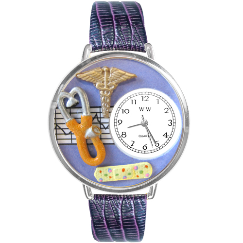 U-0620050 Nurse 2 Purple Watch In Silver Large