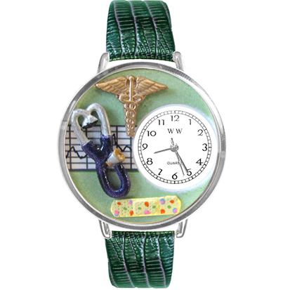 U-0620056 Nurse 2 Green Watch In Silver Large