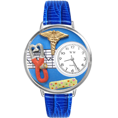 U-0620059 Nurse 2 Blue Watch In Silver Large