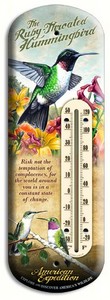 Amebthm131 Back Porch Tin Thermometer Hummingbird