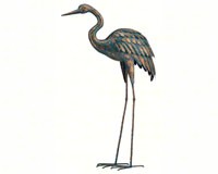 Regal10869 Patina Crane 44 In. Large Bird Green Golden