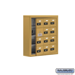 Cell Phone Storage Locker With Front Access Panel - 4 Door High Unit, Gold
