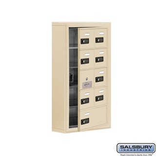 Cell Phone Storage Locker With Front Access Panel - 5 Door High Unit, Sandstone