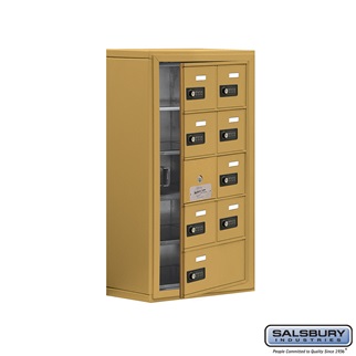 Cell Phone Storage Locker With Front Access Panel - 5 Door High Unit, Gold