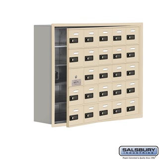 SalsburyIndustries 19158-25SRC Cell Phone Storage Locker With Front Access Panel - 5 Door High Unit- Sandstone