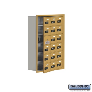 Cell Phone Storage Locker With Front Access Panel - 6 Door High Unit, Gold