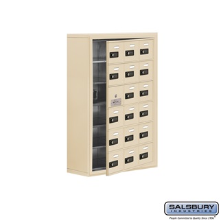 Cell Phone Storage Locker With Front Access Panel - 6 Door High Unit, Sandstone