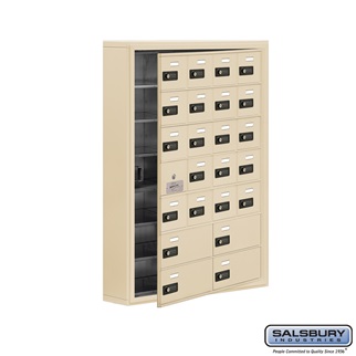 Cell Phone Storage Locker With Front Access Panel - 7 Door High Unit, Sandstone