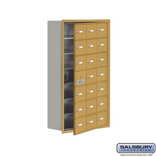 Cell Phone Storage Locker With Front Access Panel - 7 Door High Unit, Gold