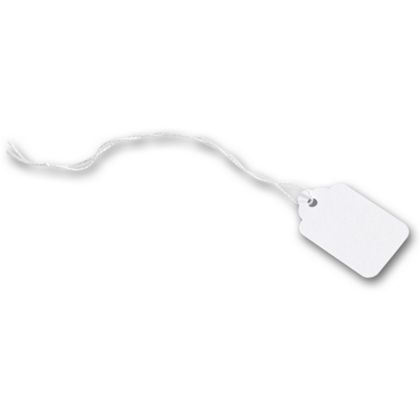 10-205-9 White Merchandise Tag With White String, 0.94 X 1.5 In.