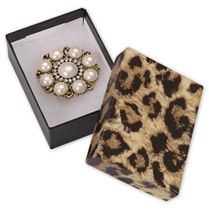 52-030201-2511 3 X 2.13 X 1 In. Leopard Jewelry Boxes, Black & Brown