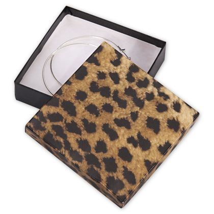 52-030301-2511 3.5 X 3.5 X 0.88 In. Leopard Jewelry Boxes, Black & Brown