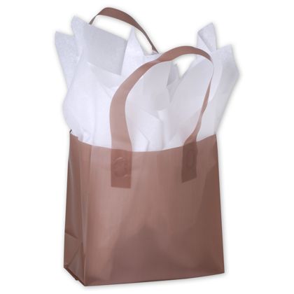 6.5 X 3.5 X 6.5 In. Frosted High Density Shoppers, Chocolate