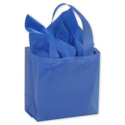 6.5 X 3.5 X 6.5 In. Frosted High Density Shoppers, Blue