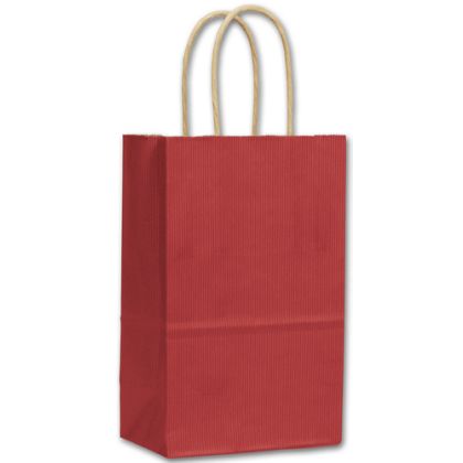 15-050309-1 5.25 X 3.5 X 8.25 In. Varnish Stripe Shoppers, Red