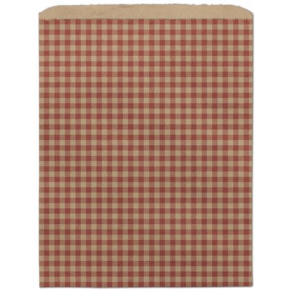 54-1215-1g 12 X 15 In. Gingham Paper Merchandise Bags, Red