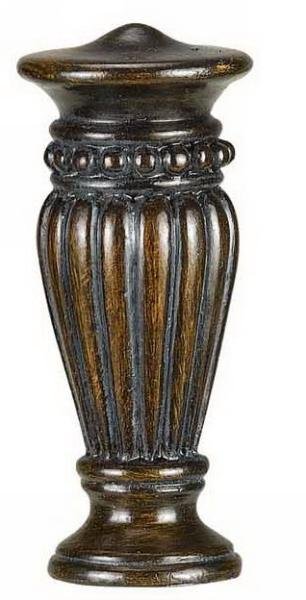 2.5 In. Traditional & Classic Resin Fluted Urn Finial, Dark Brown