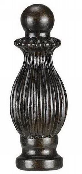 3 In. Traditional & Classic Resin Tall Fluted Knob Finial, Dark Brown