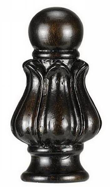 Fa-5015c 3 In. Traditional & Classic Resin Flower Bud With Sphere Knob Finial, Dark Brown