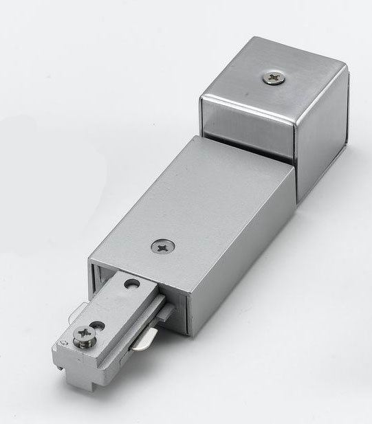 Live End Conduit Fitter Track Connector, Brushed Steel
