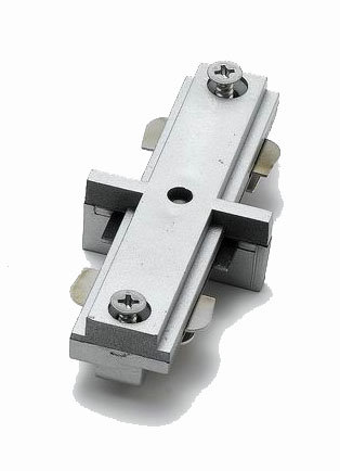 Straight Connector Without Power Entry For Ht Track Systems, Brushed Steel