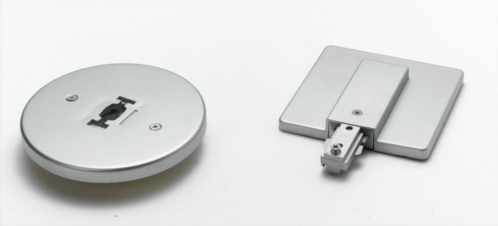 Round Line Voltage Monopoint Plate, Brushed Steel