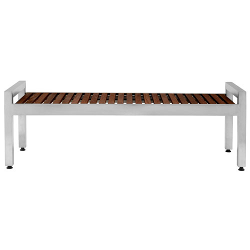 725453 Skyline Espresso Wood Finish And Stainless Steel Bench, 5 Ft.