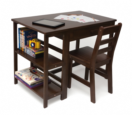 584wn New Childs Work Station And Chair, Walnut