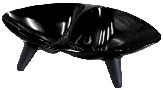 Melamine Couture Sculpture Double Food And Water Dog Bowl, Black