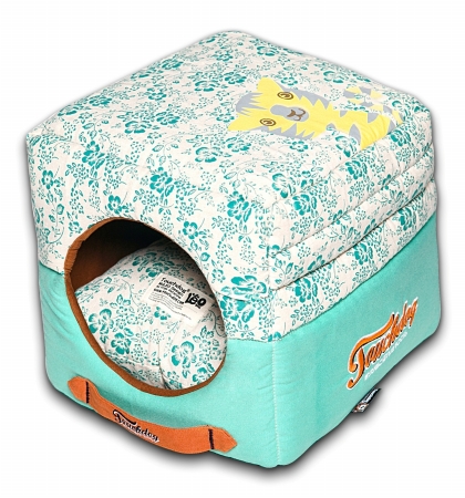 Pet Life Pb49bllg Touchdog Floral-galore Convertible And Reversible Squared Dog House Bed, Large