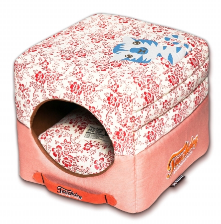 Pet Life Pb49rdlg Touchdog Floral-galore Convertible And Reversible Squared Dog House Bed, Large