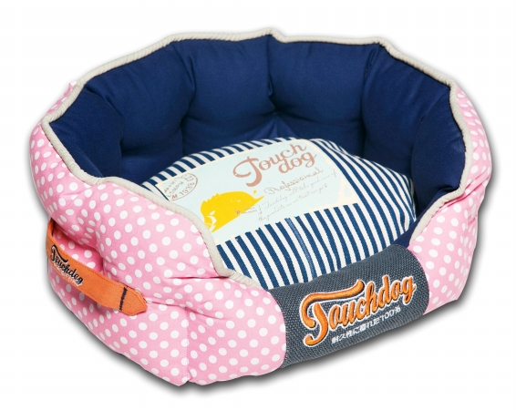 Pet Life Pb59pkbllg Touchdog Polka-striped Polo Rounded Fashion Dog Bed, Large