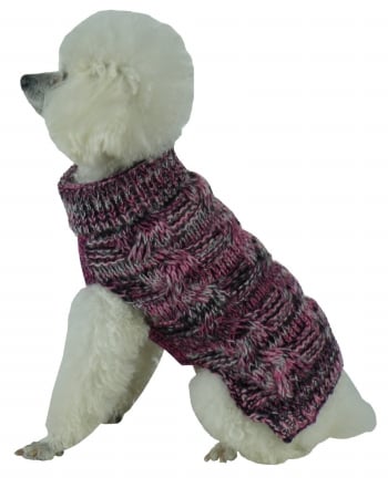 Royal Bark Heavy Cable Knitted Designer Fashion Dog Sweater, Large