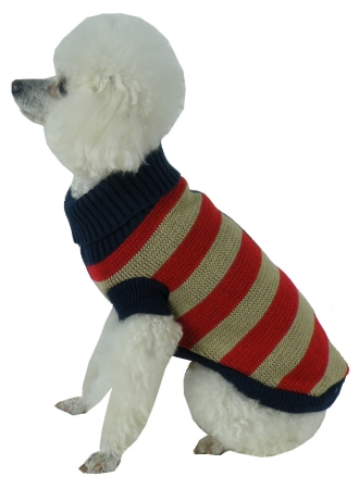 Patriot Independence Star Heavy Knit Turtle Neck Dog Sweater, Small