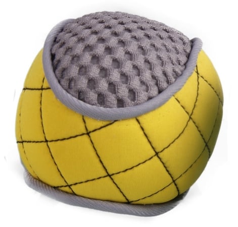 Bark-active Neoprene Mesh Flotation Ball Fetch Dog Toy - Yellow And Gray