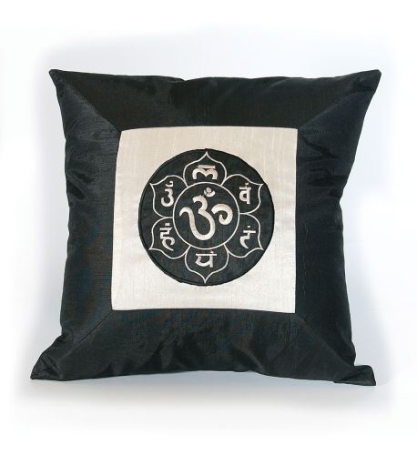 4412 Om Pillow - Black And Beige