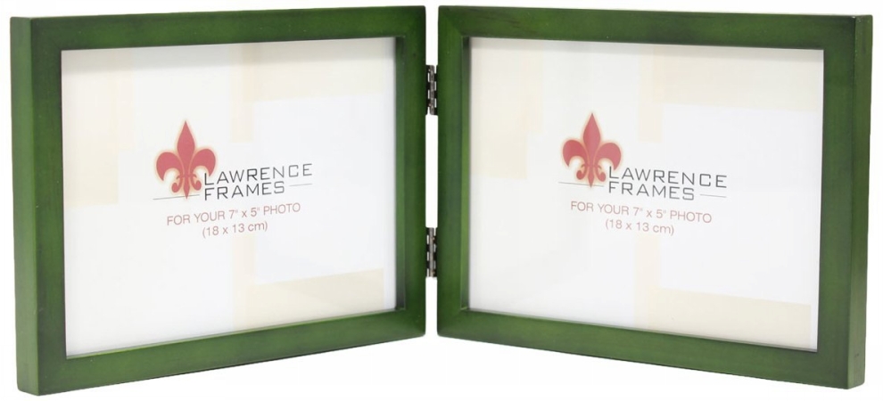 756075d Hinged Double Horizontal Wood Picture Frame Gallery - Green, 0.71 In.
