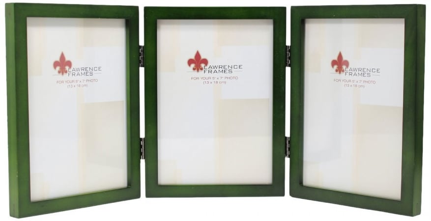 756057t Hinged Triple Wood Picture Frame Gallery - Green, 0.71 In.