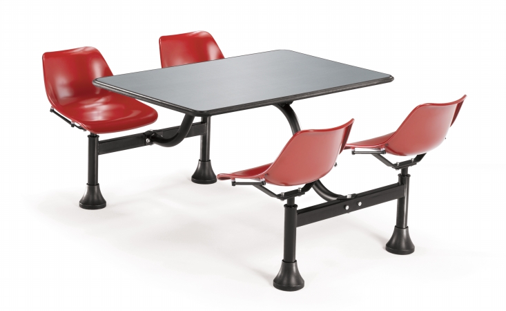 1004-red Cluster Table With Stainless Steel Top - 24 X 48 In. Red