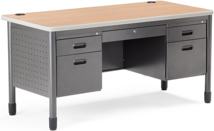 66360-mpl Mesa Double Pedestal Teachers Desk - Maple