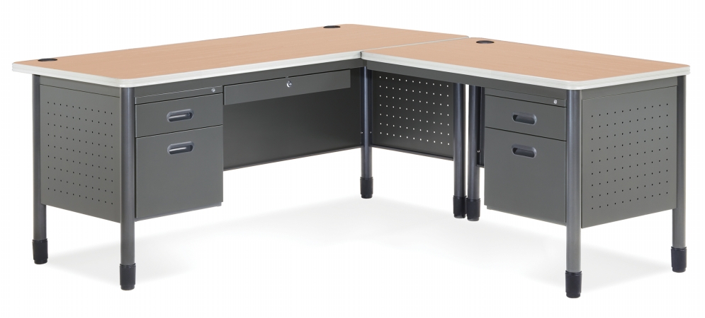 66366r-mpl Mesa Series L-shaped Desk With Right Pedestal Return - Maple