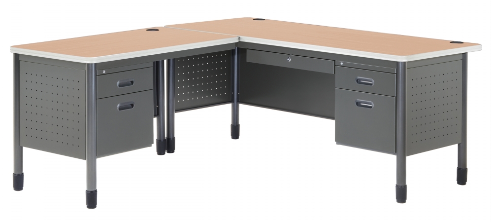 66366l-mpl Mesa Series L-shaped Desk With Left Pedestal Return - Maple