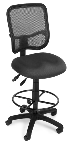 130-dk-a01 Mesh Comfort Series Ergonomic Task Chair With Drafting Kit - Gray