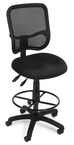 130-dk-a05 Mesh Comfort Series Ergonomic Task Chair With Drafting Kit - Black